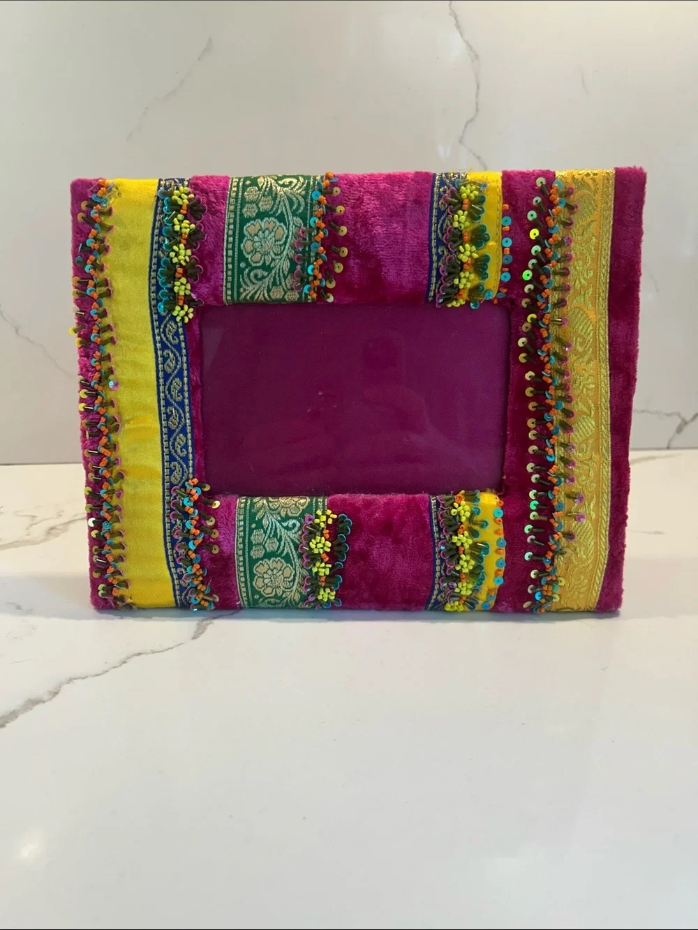 Anthro inspired Colorful Embellished Velvet Photo Frame